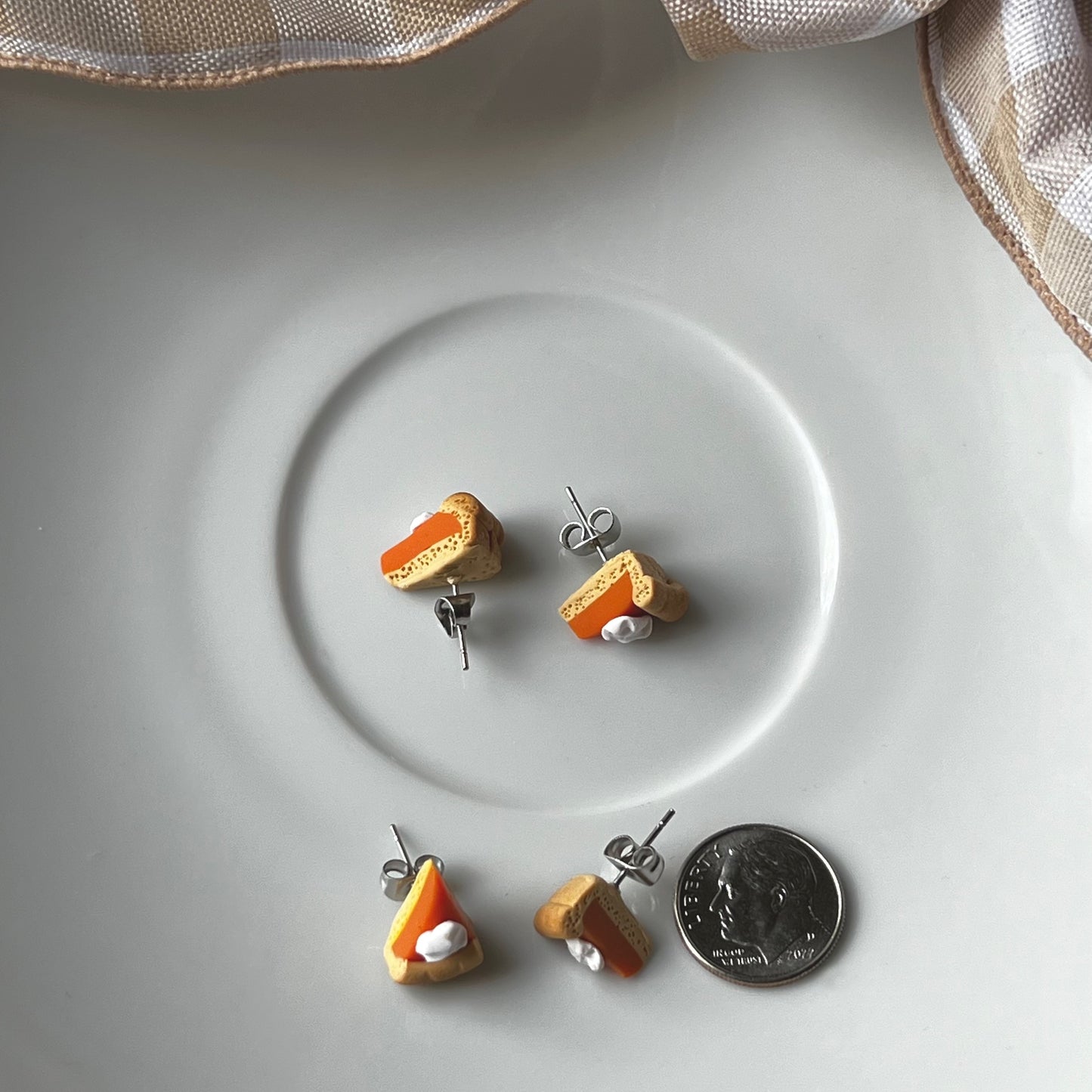 Mini Pumpkin Pie Stud Polymer Clay Earrings