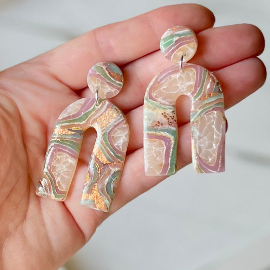 Spring Agate Arch Polymer Clay Earrings