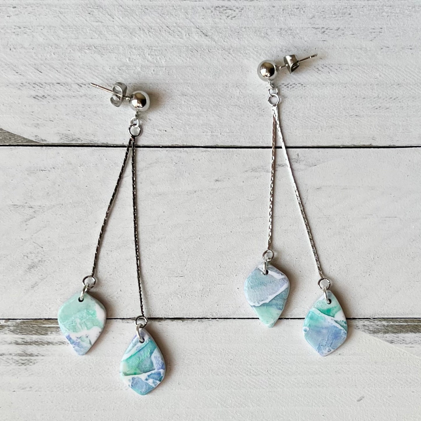 Beachy Watercolor Polymer Clay Earrings