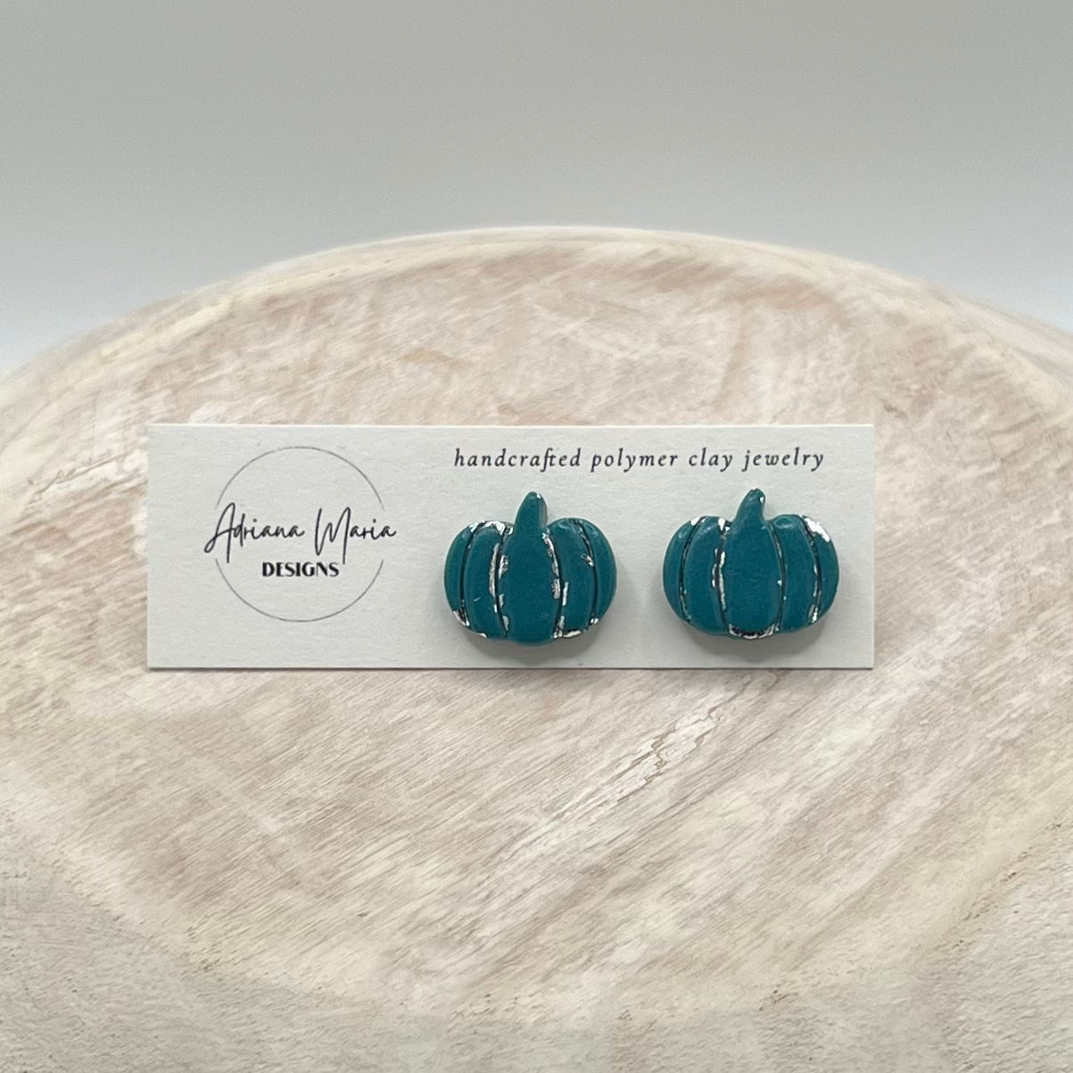 Metallic Vintage Inspired Pumpkin Clay Stud Earrings