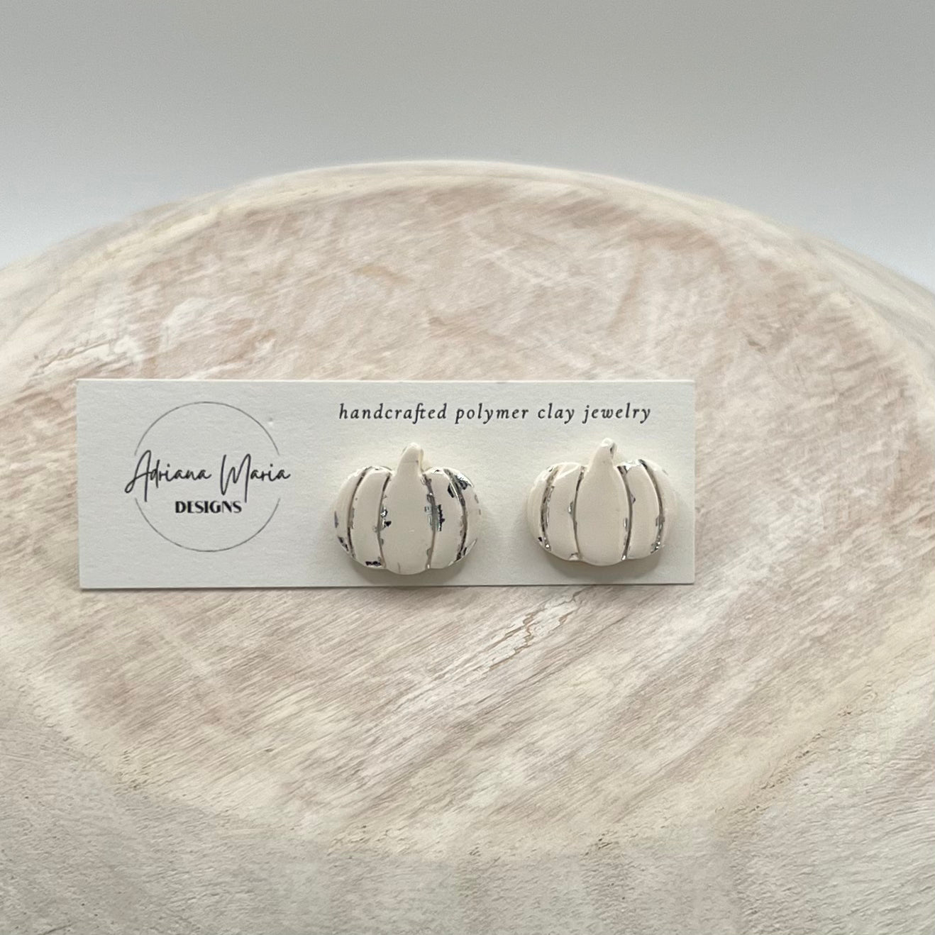 Metallic Vintage Inspired Pumpkin Clay Stud Earrings