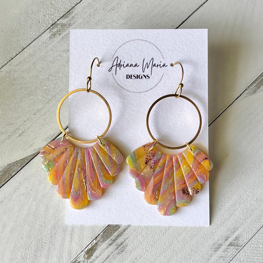 Scalloped Fan Polymer Clay Earrings