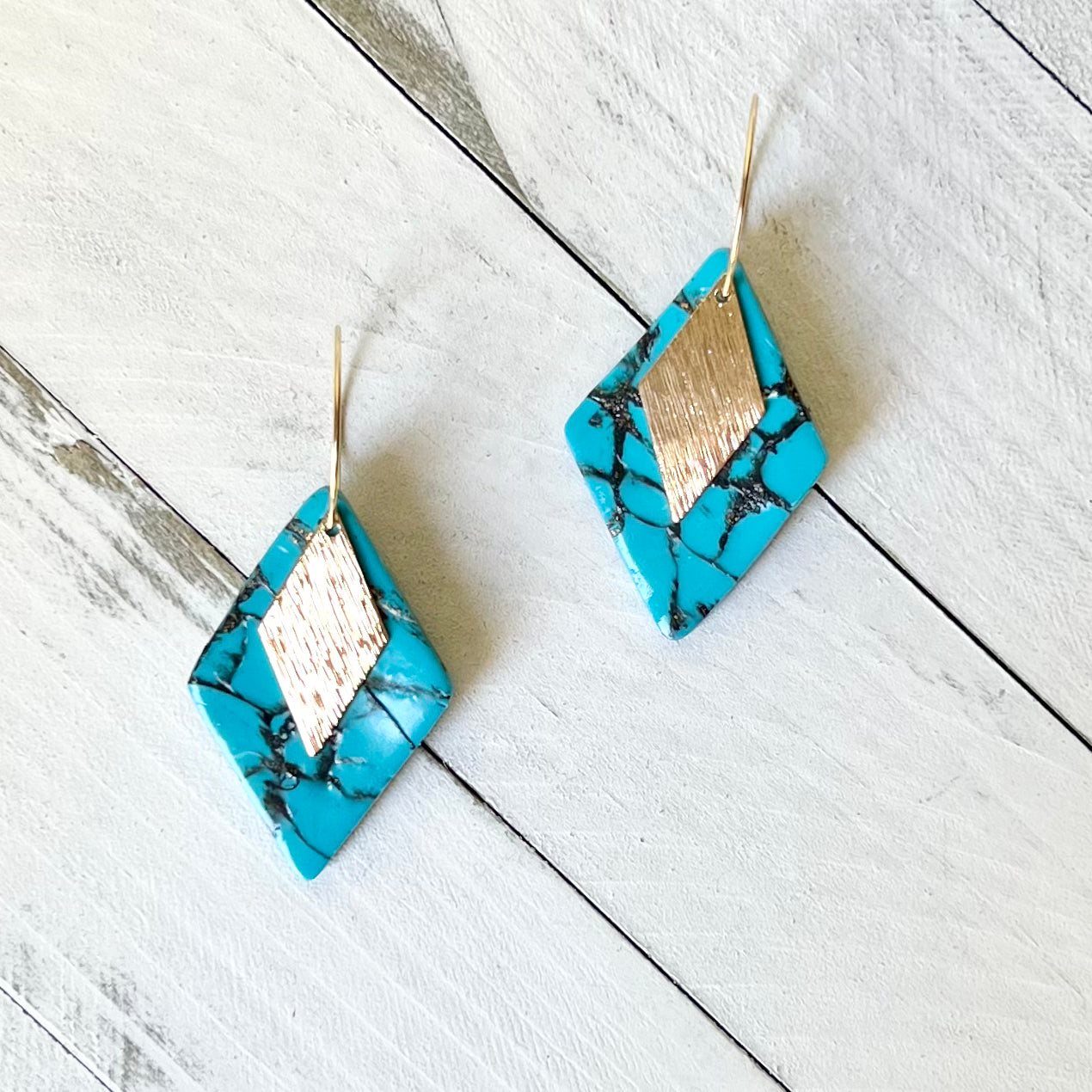 Turquoise Stone Inspired Polymer Clay Earrings