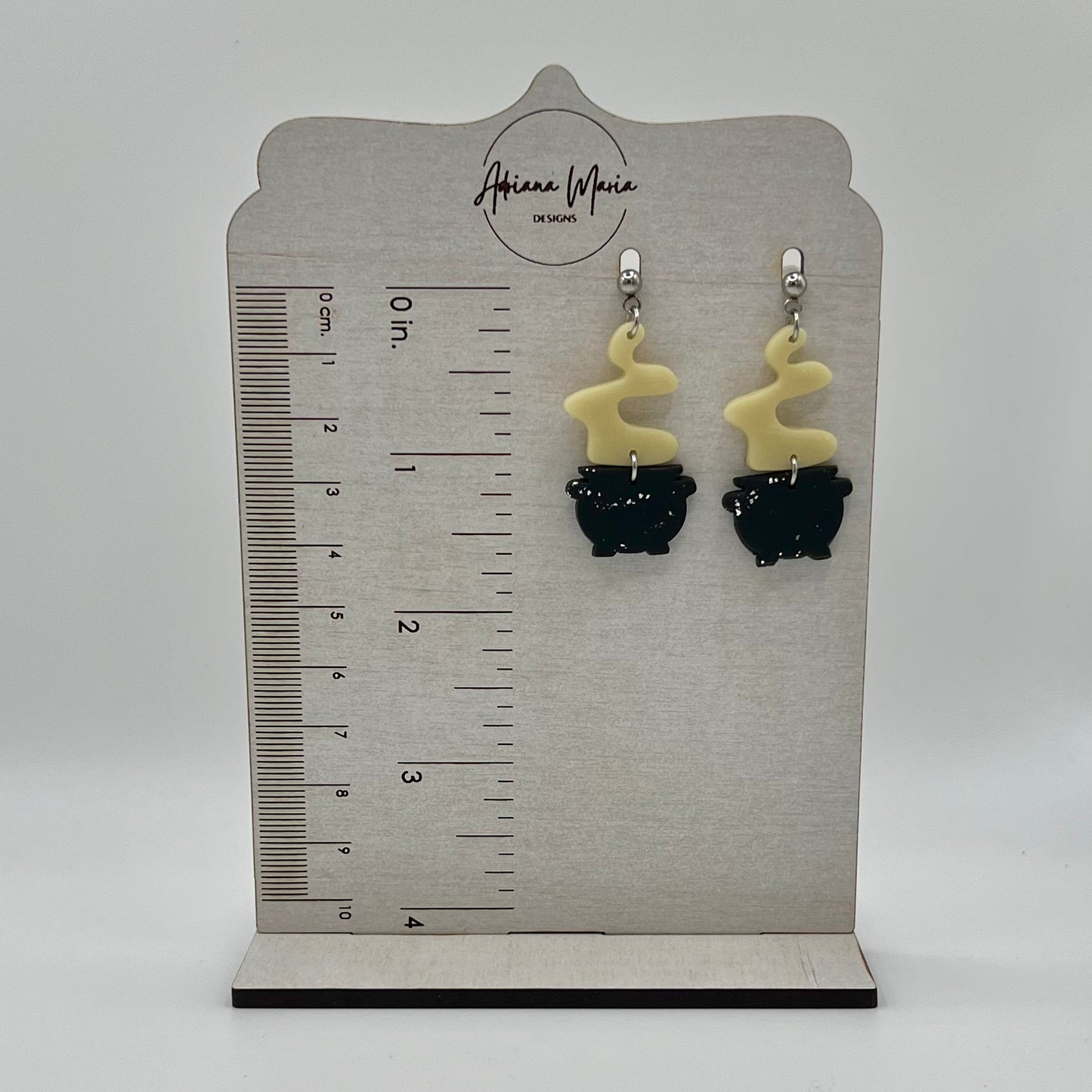 Witch’s Cauldron Clay Earrings - Glow in the dark