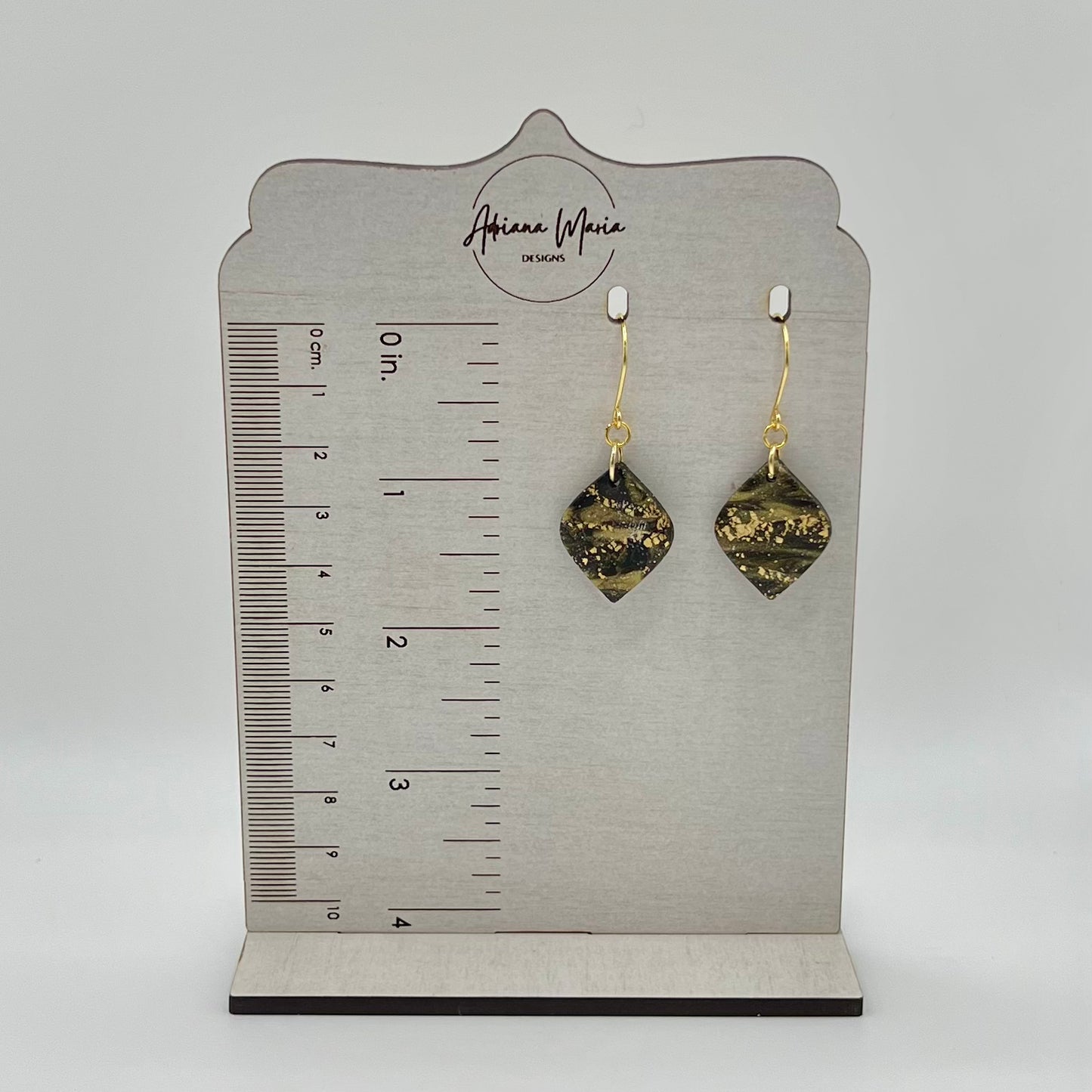 Black & Gold Diamond Shape Polymer Clay Earrings