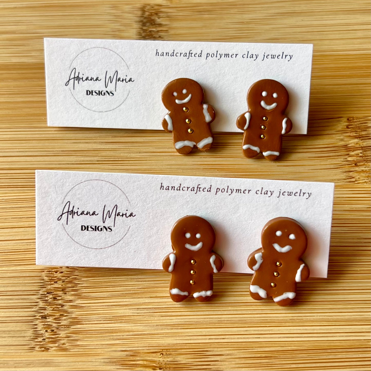 Gingerbread Man Polymer Clay Stud Earrings