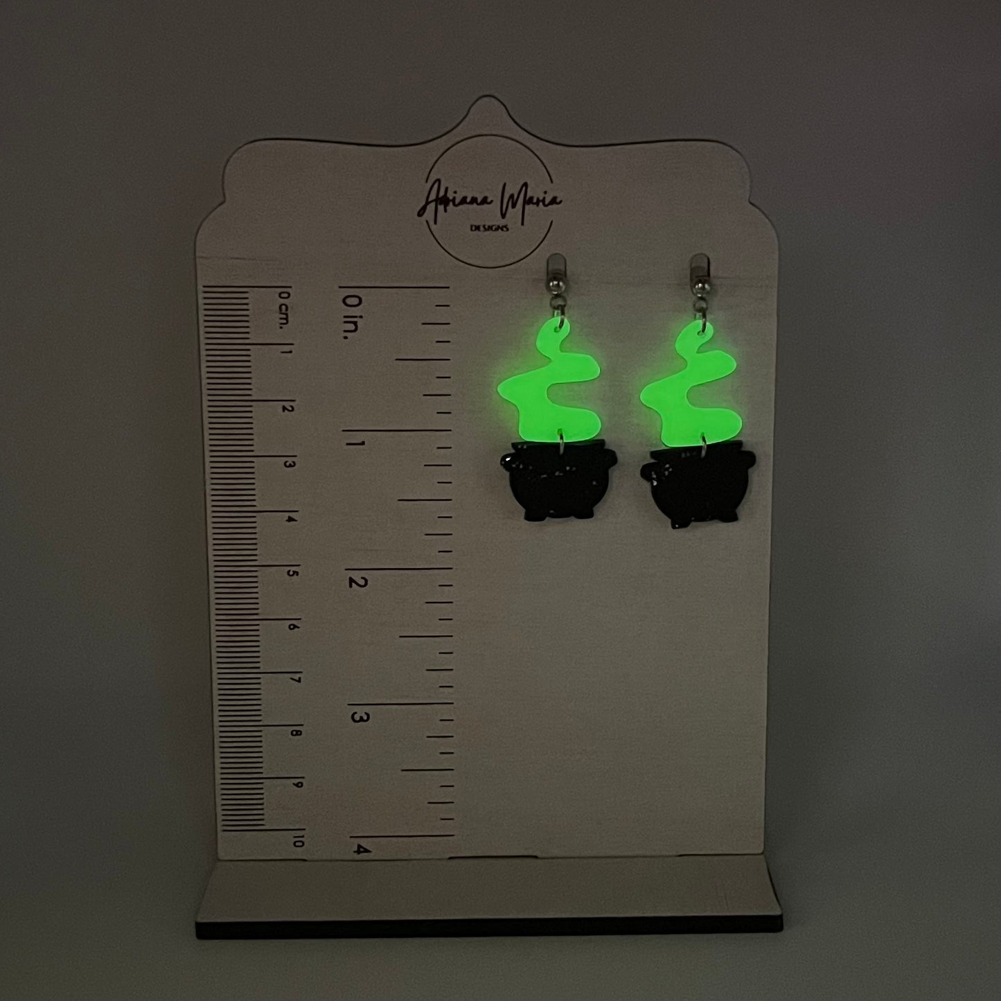 Witch’s Cauldron Clay Earrings - Glow in the dark