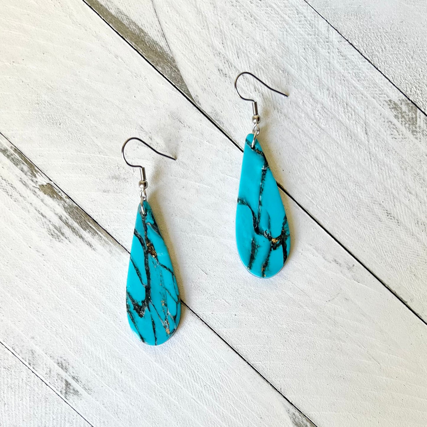 Turquoise Stone Inspired Polymer Clay Earrings