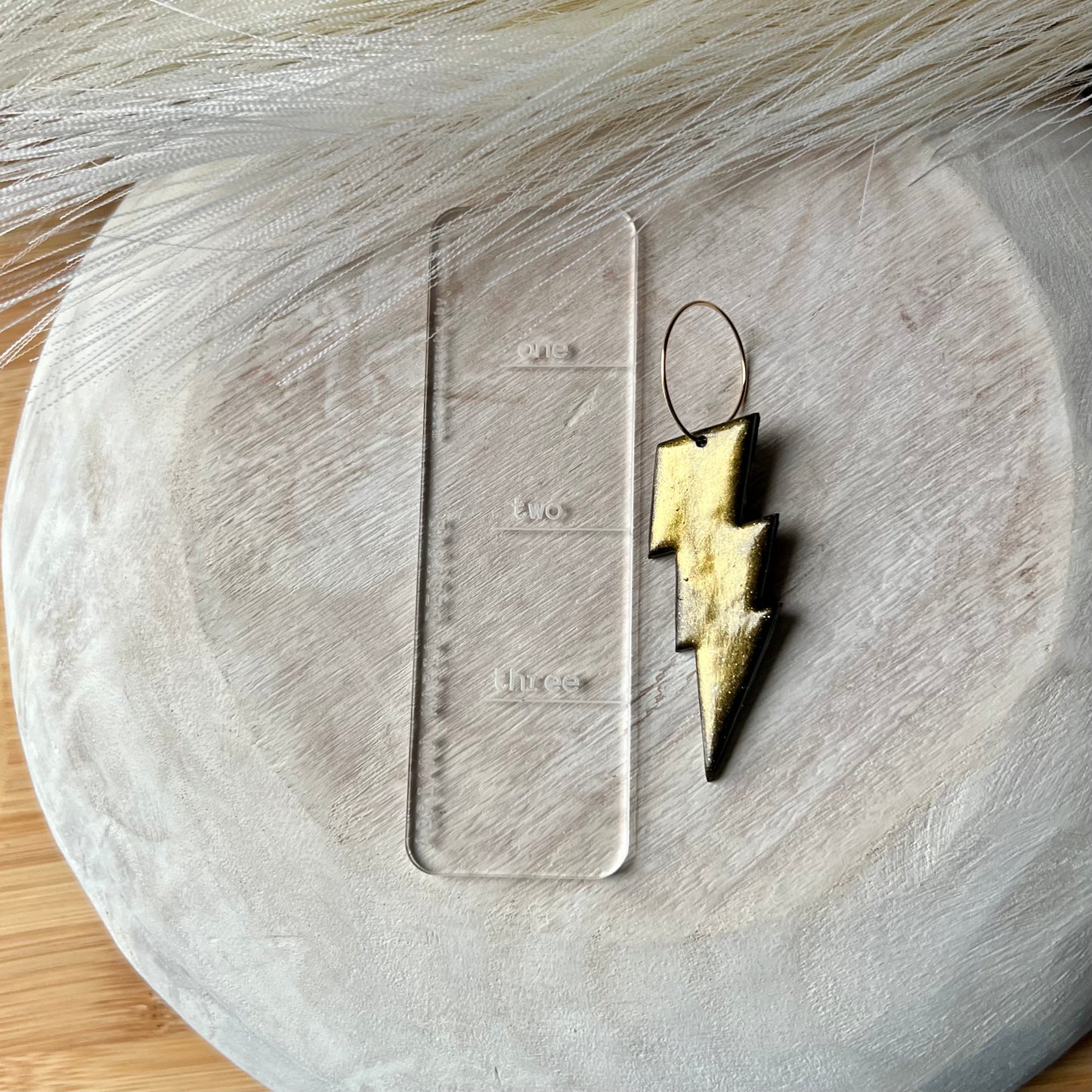 Lightning Bolts Polymer Clay Hoop Earrings