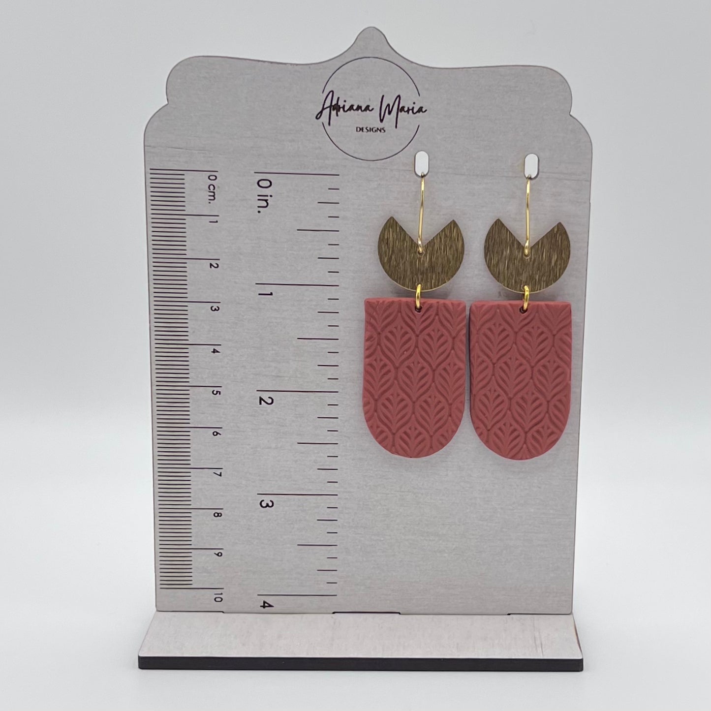 Terracotta Leaf Embossed Polymer Clay Earrings