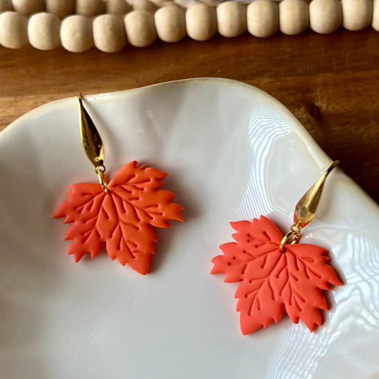 Maple Leaf Polymer Clay Earrings