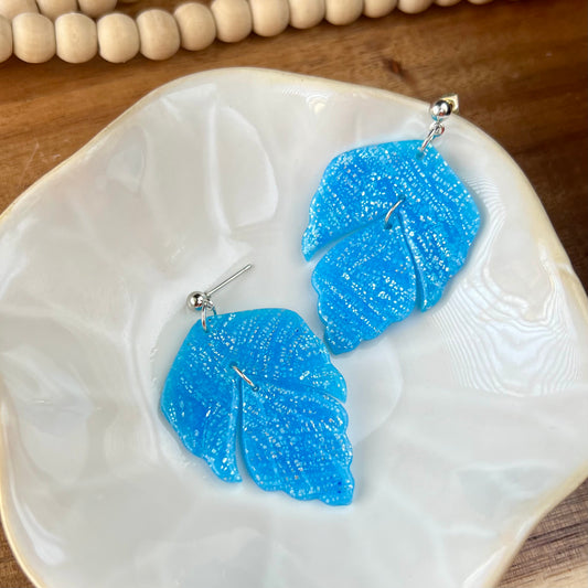 Blue & Silver Translucent Polymer Clay Earrings