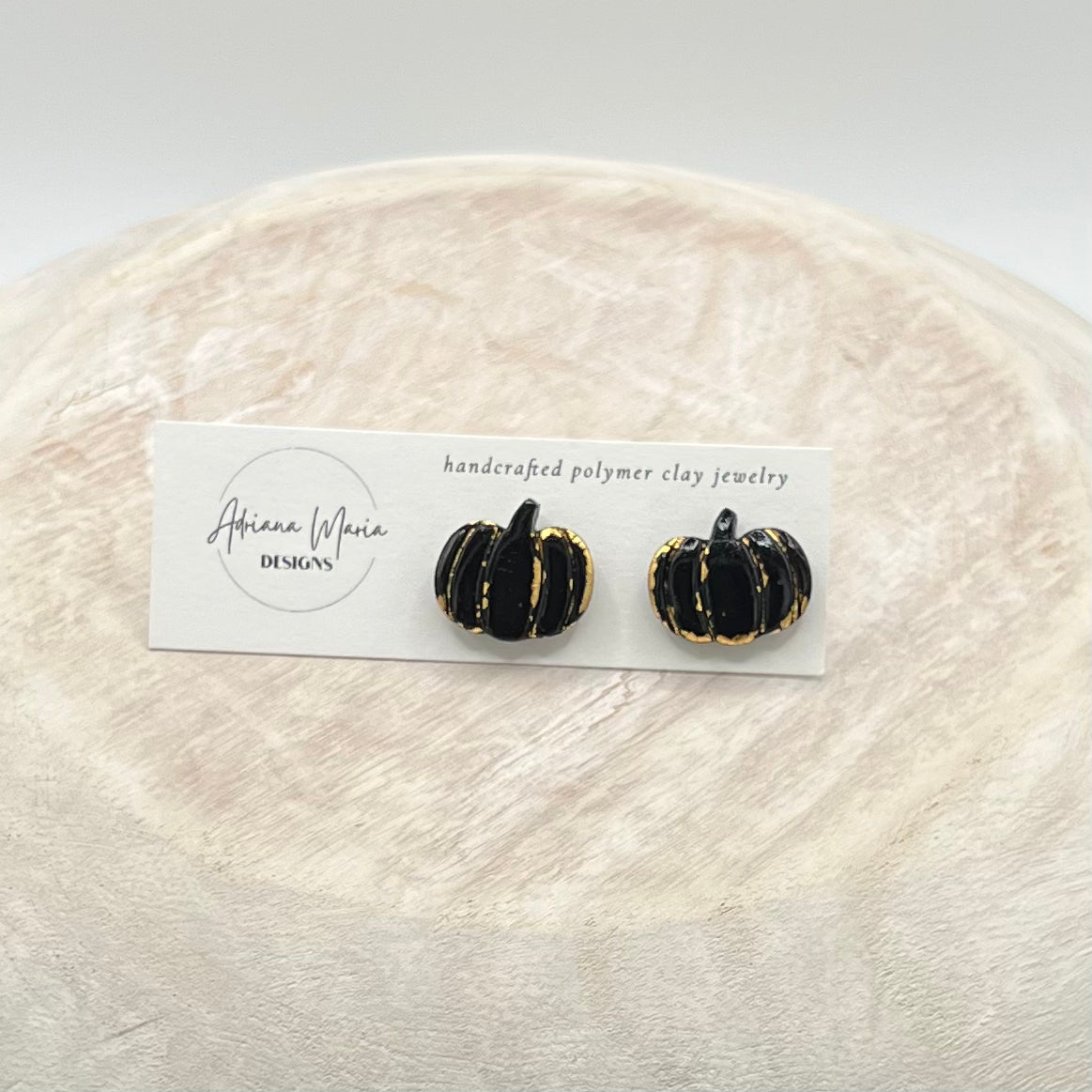 Metallic Vintage Inspired Pumpkin Clay Stud Earrings