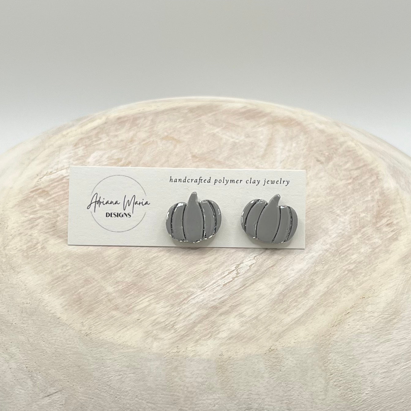 Metallic Vintage Inspired Pumpkin Clay Stud Earrings