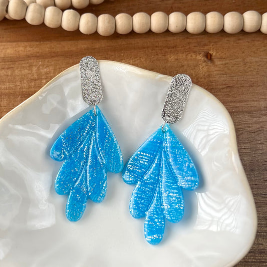 Blue & Silver Translucent Polymer Clay Earrings