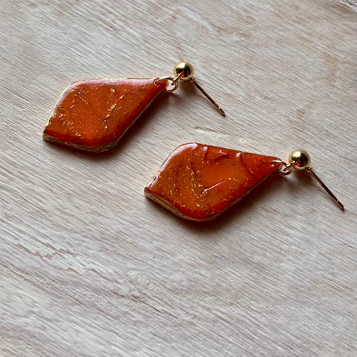 Red Marbled Clay Earring