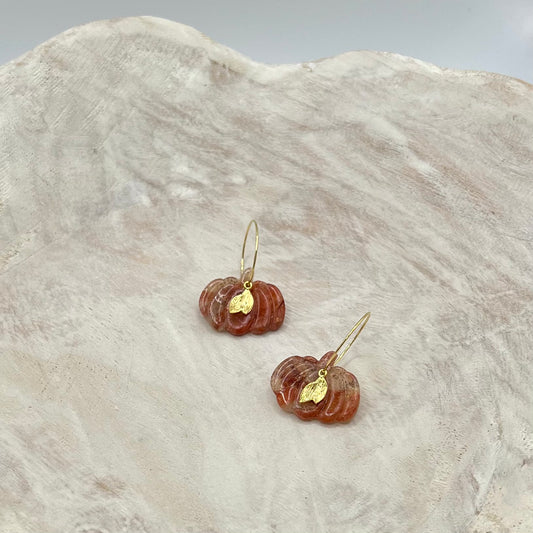 Autumn translucent pumpkin polymer clay hoop earrings