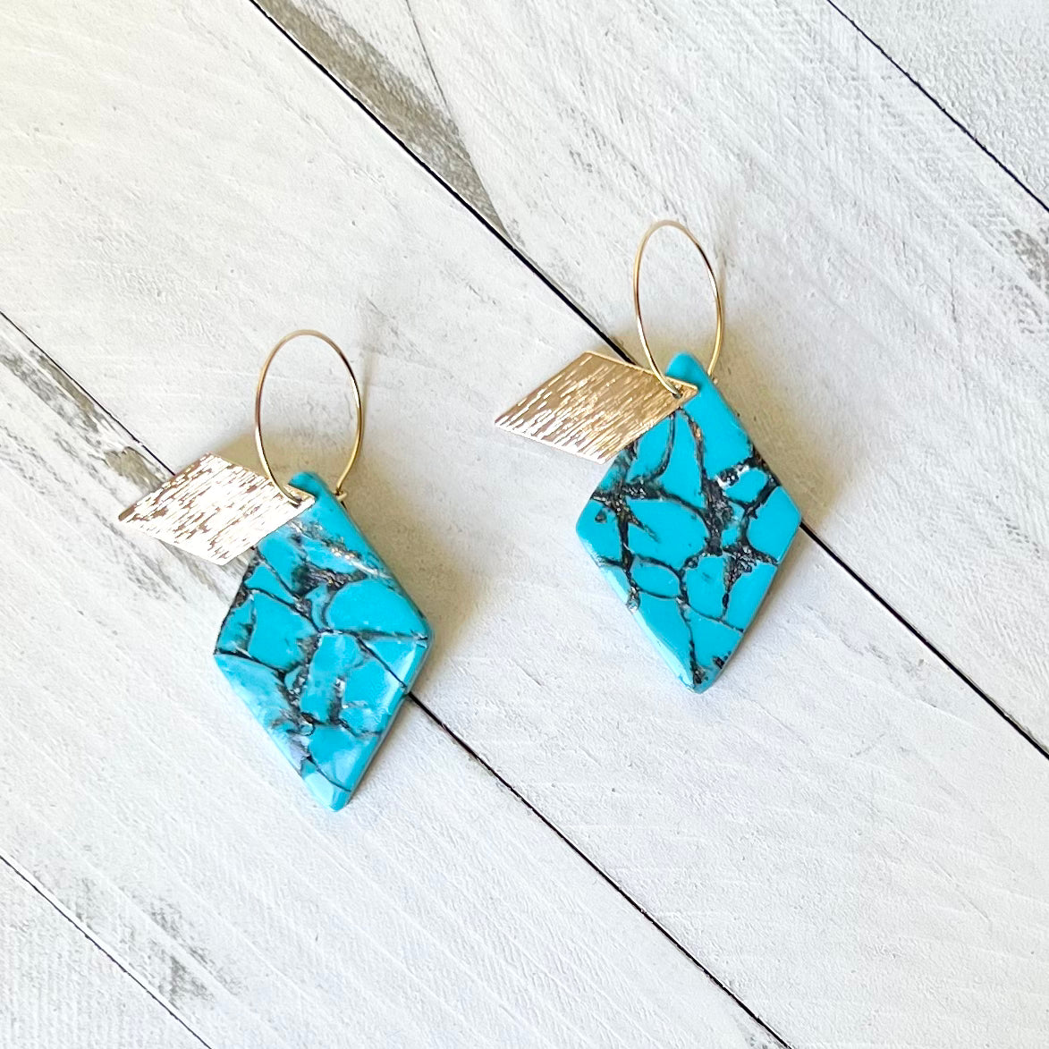 Turquoise Stone Inspired Polymer Clay Earrings