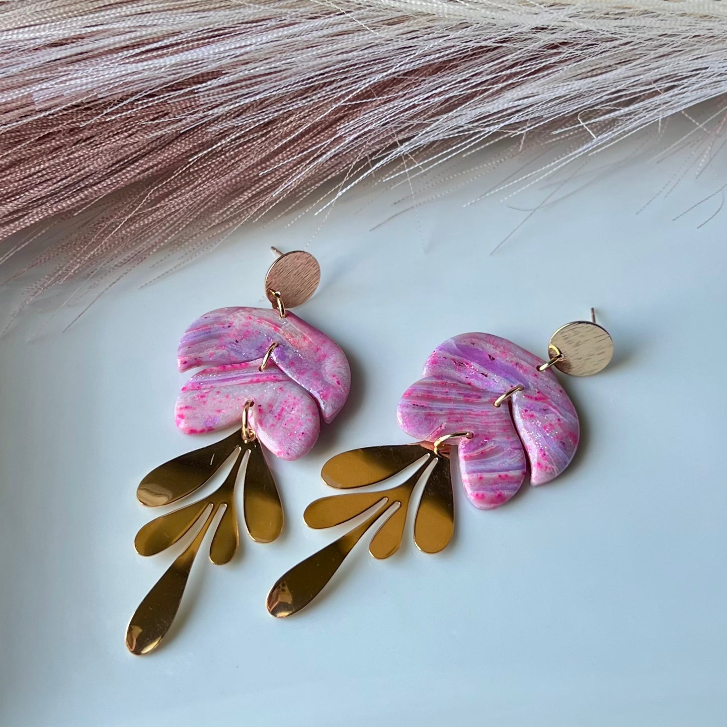 Sugar Rush Marbled Polymer Clay Earrings