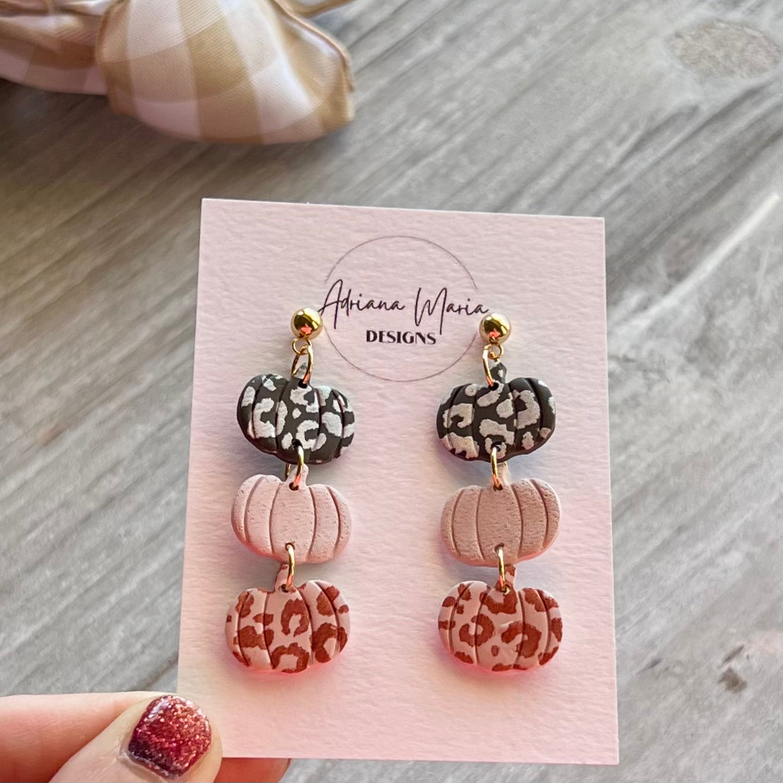 Animal Print Pumpkin Trio Polymer Clay Earrings