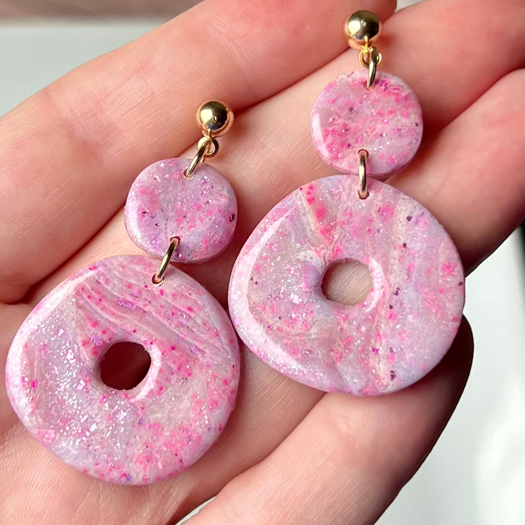 Sugar Rush Marbled Polymer Clay Earrings