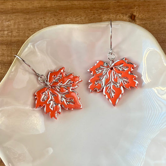 Maple Leaf Polymer Clay Earrings