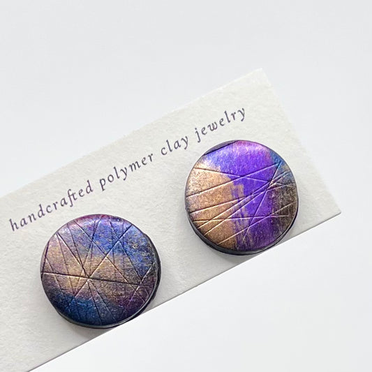 Labradite inspired Polymer Clay Stud Earrings - circle