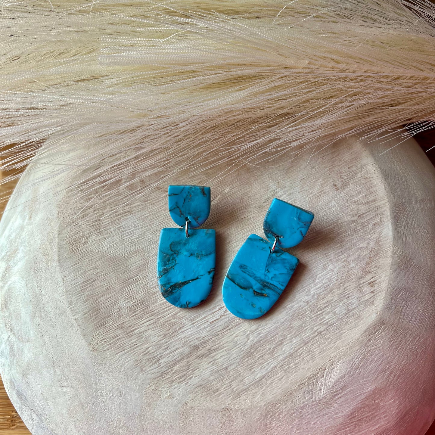 Turquoise Stone Inspired Polymer Clay Earrings