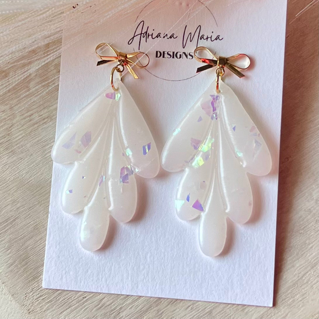 Translucent Holographic Leaf Polymer Clay Earrings