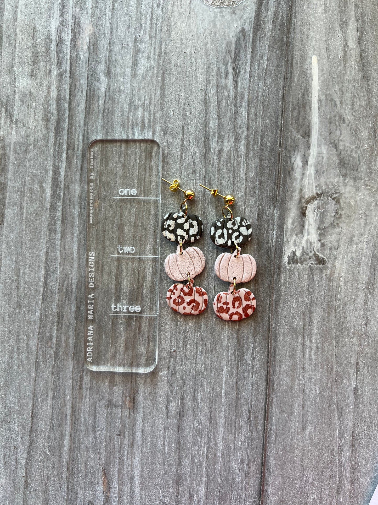 Animal Print Pumpkin Trio Polymer Clay Earrings