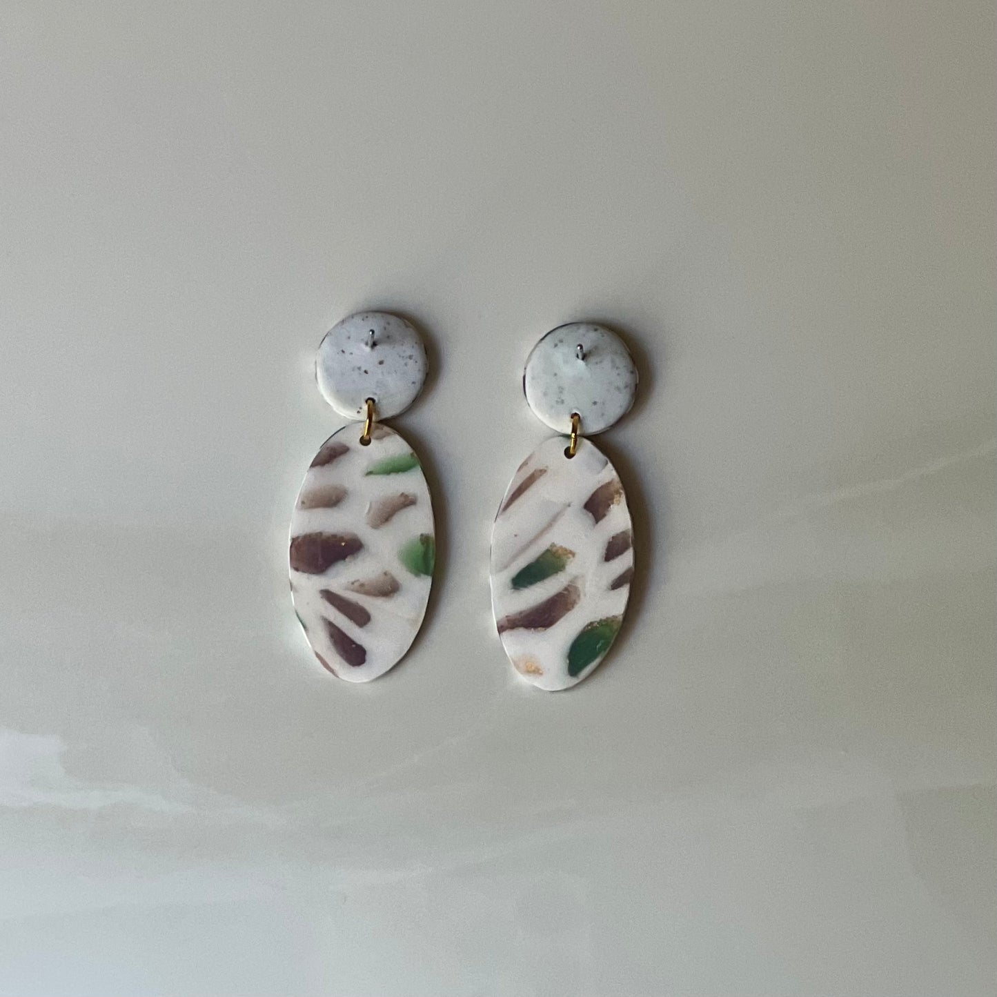 Jungle Love Translucent Circle & Oval Polymer Clay Earrings