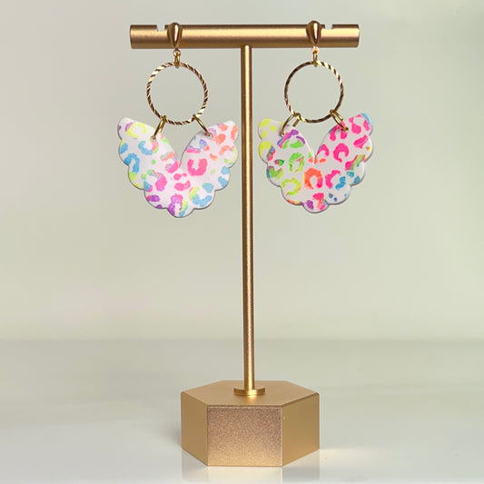 Rainbow Leopard Print Polymer Clay Earrings