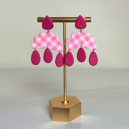 Pink Gingham Dangles