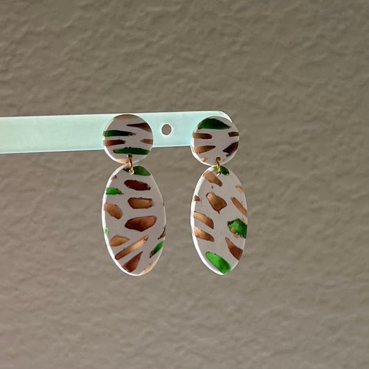 Jungle Love Translucent Circle & Oval Polymer Clay Earrings